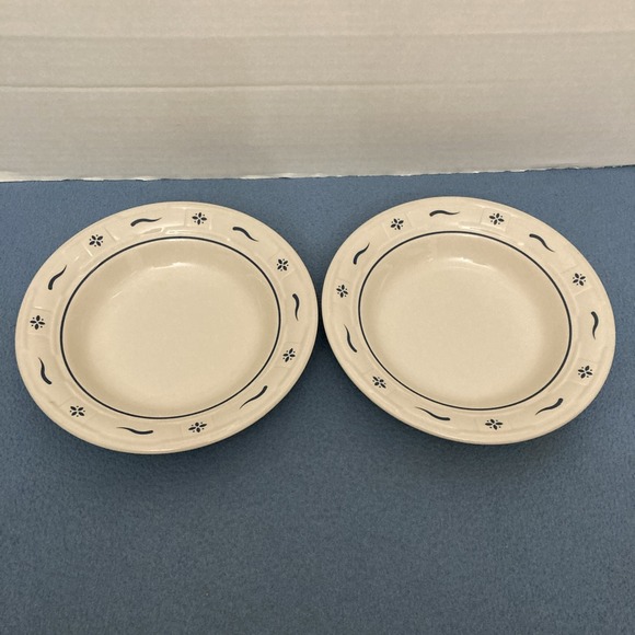 Longaberger Other - Longaberger Pottery Woven Traditions Classic Blue 8" Rimmed Soup Bowl - Set of 2